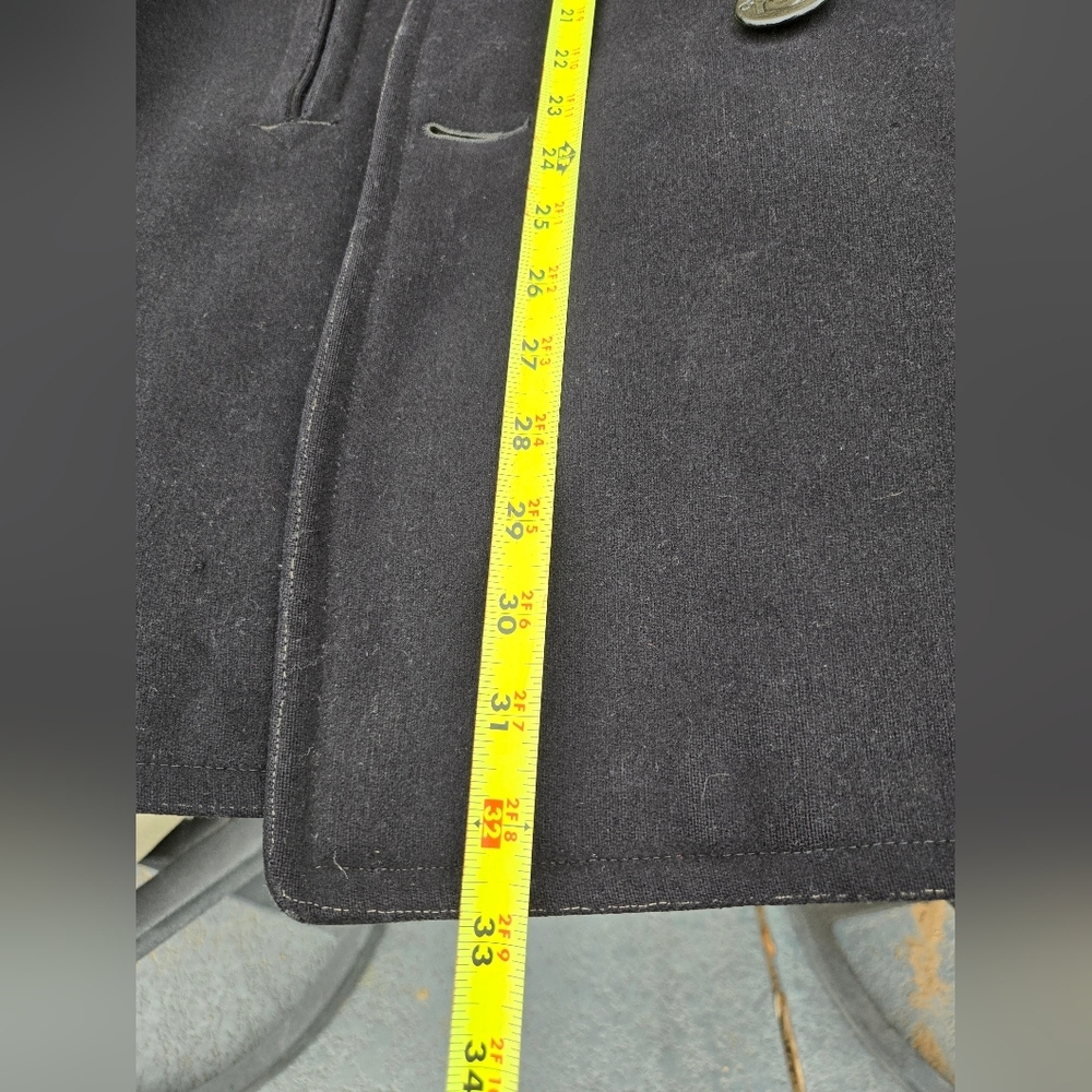 Vintage 40s WW2 US Naval Clothing Factory 10 Button Navy Wool PeaCoat Military - Picture 7 of 16